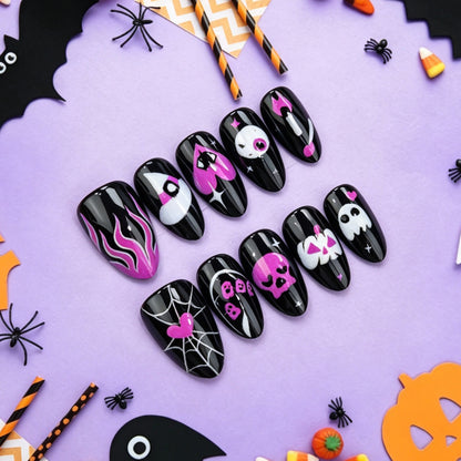 Künstlerische Totenkopf-Themen Press-On Nagelkunst Brehn
