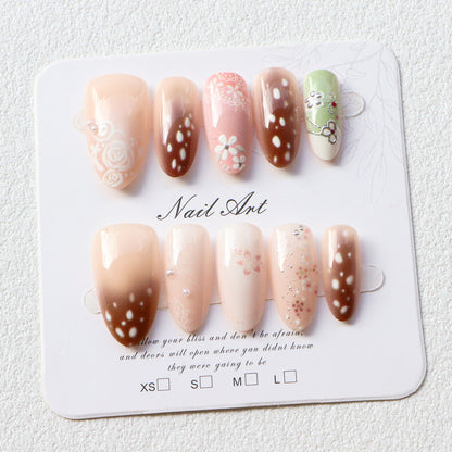 Blumengeschmücktes Press-On Nagelset  1791724359