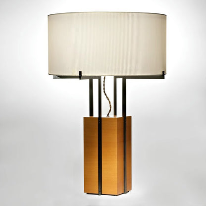 Moderne Holz Tischlampe mit einzigartigem Schirm