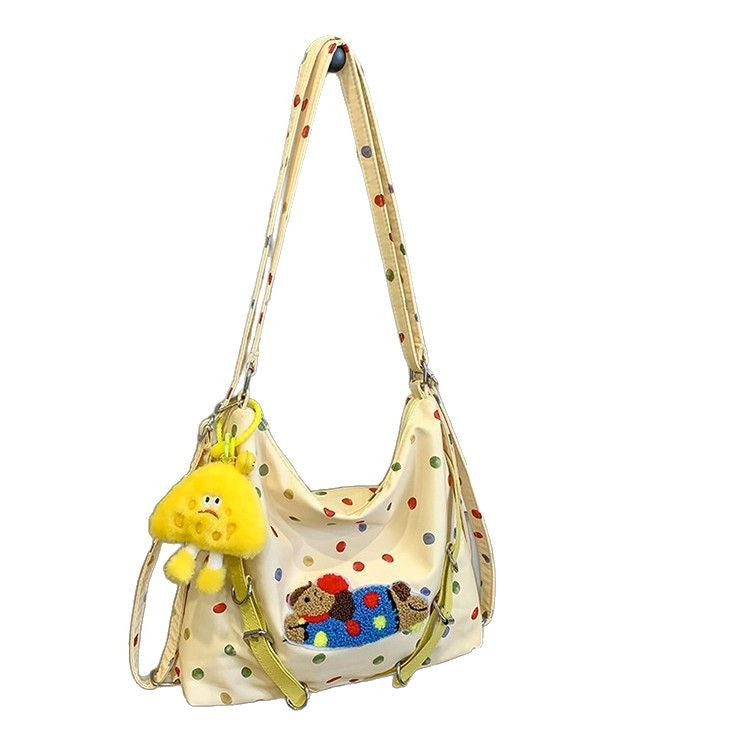 Verspielt gepunktete Plüsch Crossbody-Tasche Brehn