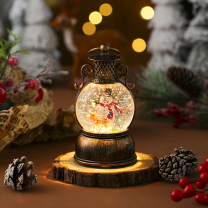 Nostalgische Weihnachtslaterne mit beweglicher Schneemann-Szene Brehn