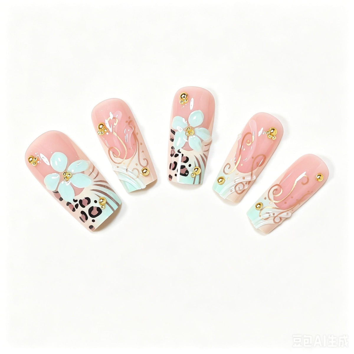 Dekoratives Langes Press-On Nageldesign Brehn