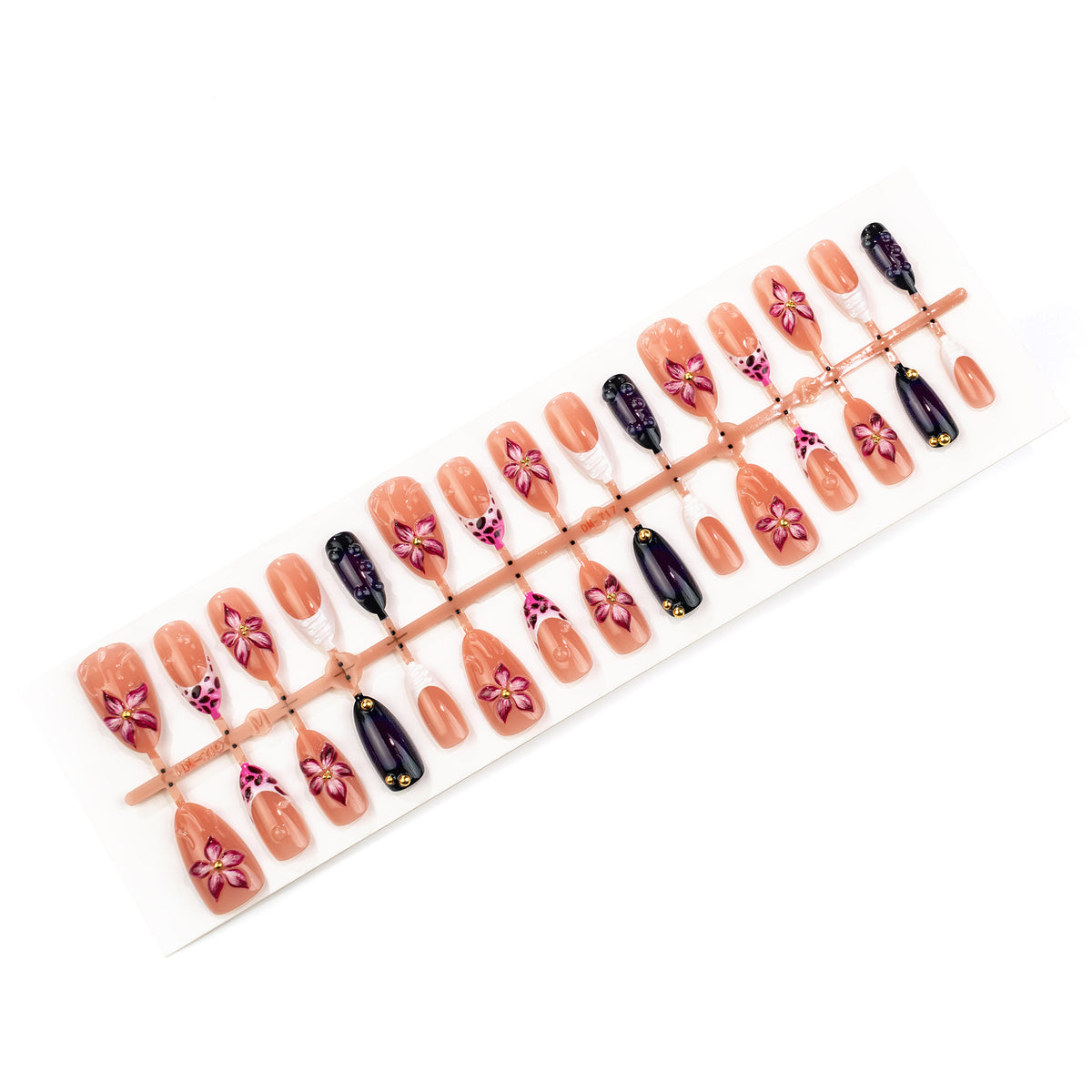 Künstlerisches Press-On Nail Art Set mit Floral-Akzenten Brehn