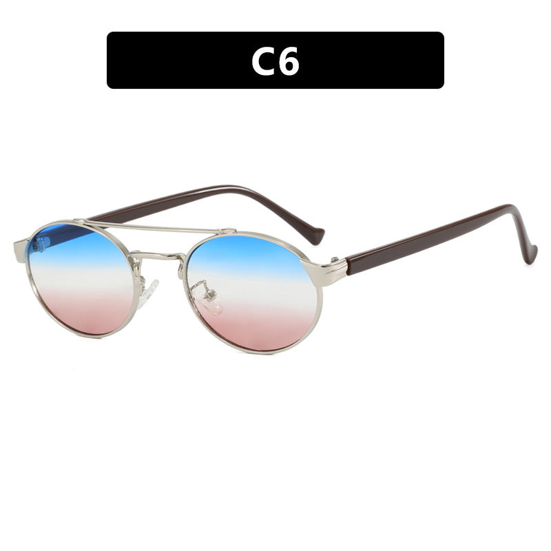 Damen modische Sonnenbrille im stilvollen runden Design mit goldenen Akzenten Brehn