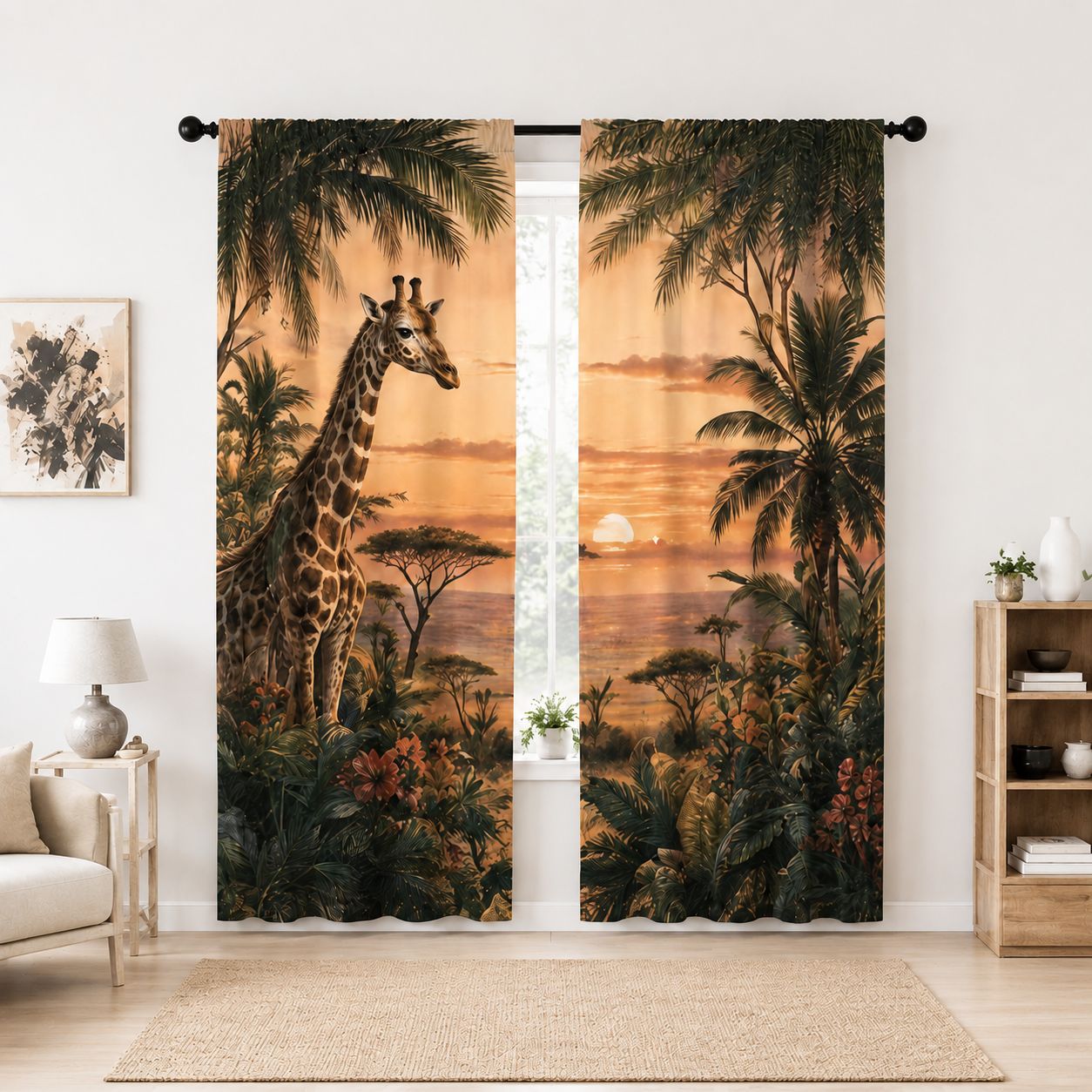 Künstlerische florale Schwanenprint-Fenstervorhänge