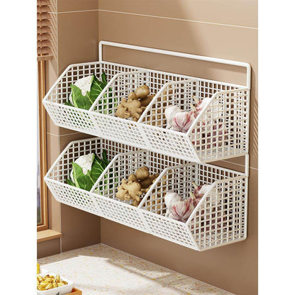 Wandmontierter zweistufiger belüfteter Küchenprodukten Lagerkorb