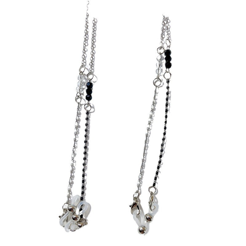 Elegante Brillenhalterkette mit Schwarzen Perlen Brehn