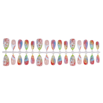 Kunstnagelset mit kreativen Blumen- und Regenbogenmustern Brehn