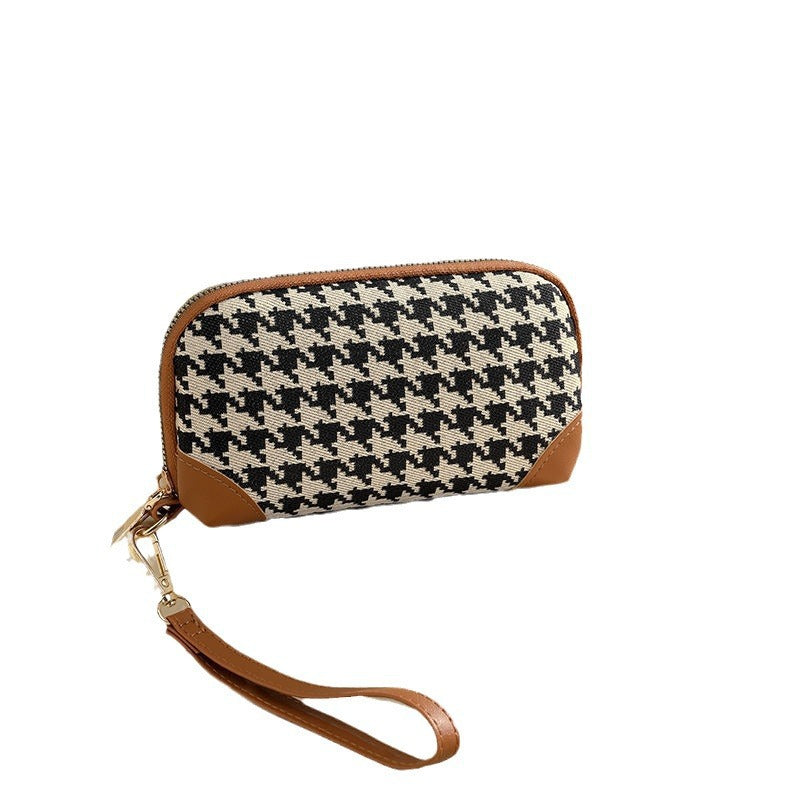 Elegante Hahnentritt Reißverschluss-Tasche Brehn