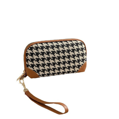 Elegante Hahnentritt Reißverschluss-Tasche Brehn