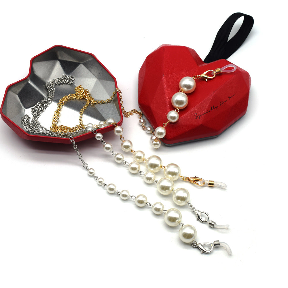 Elegante Perlen- und Silber-Brillenband Brehn