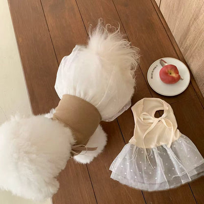 Pet Tüll Tutu Kleid Geschirr mit Rippoberteil und Schleife