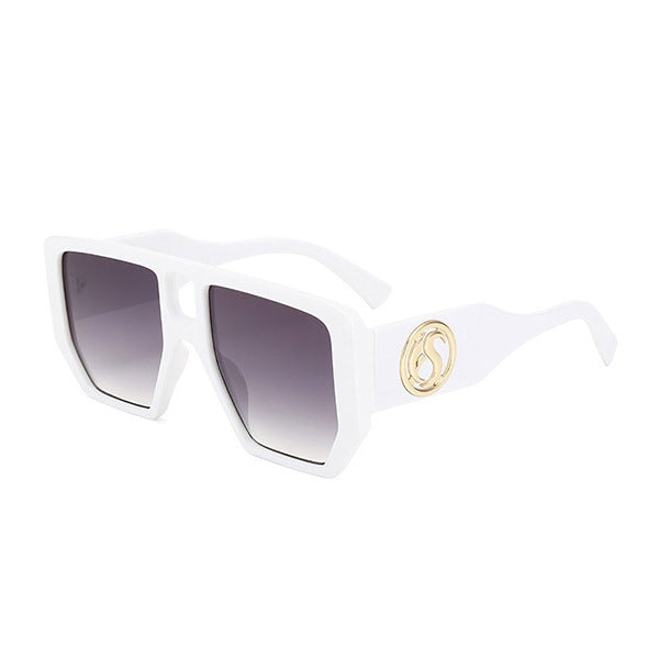 Damen Quadrat-Sonnenbrille mit auffälligem Muster und goldenen Akzenten Brehn