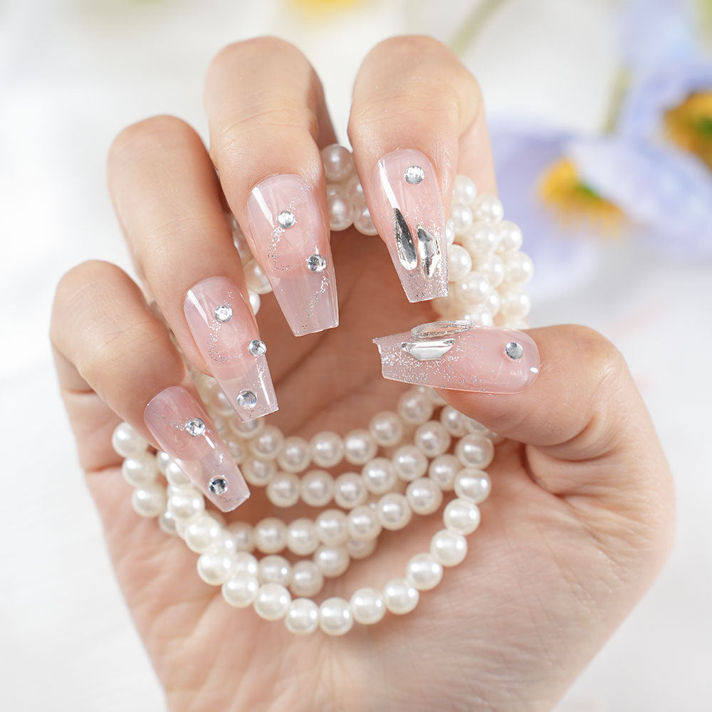 Glamouröse Strass Press-On Nägel Brehn