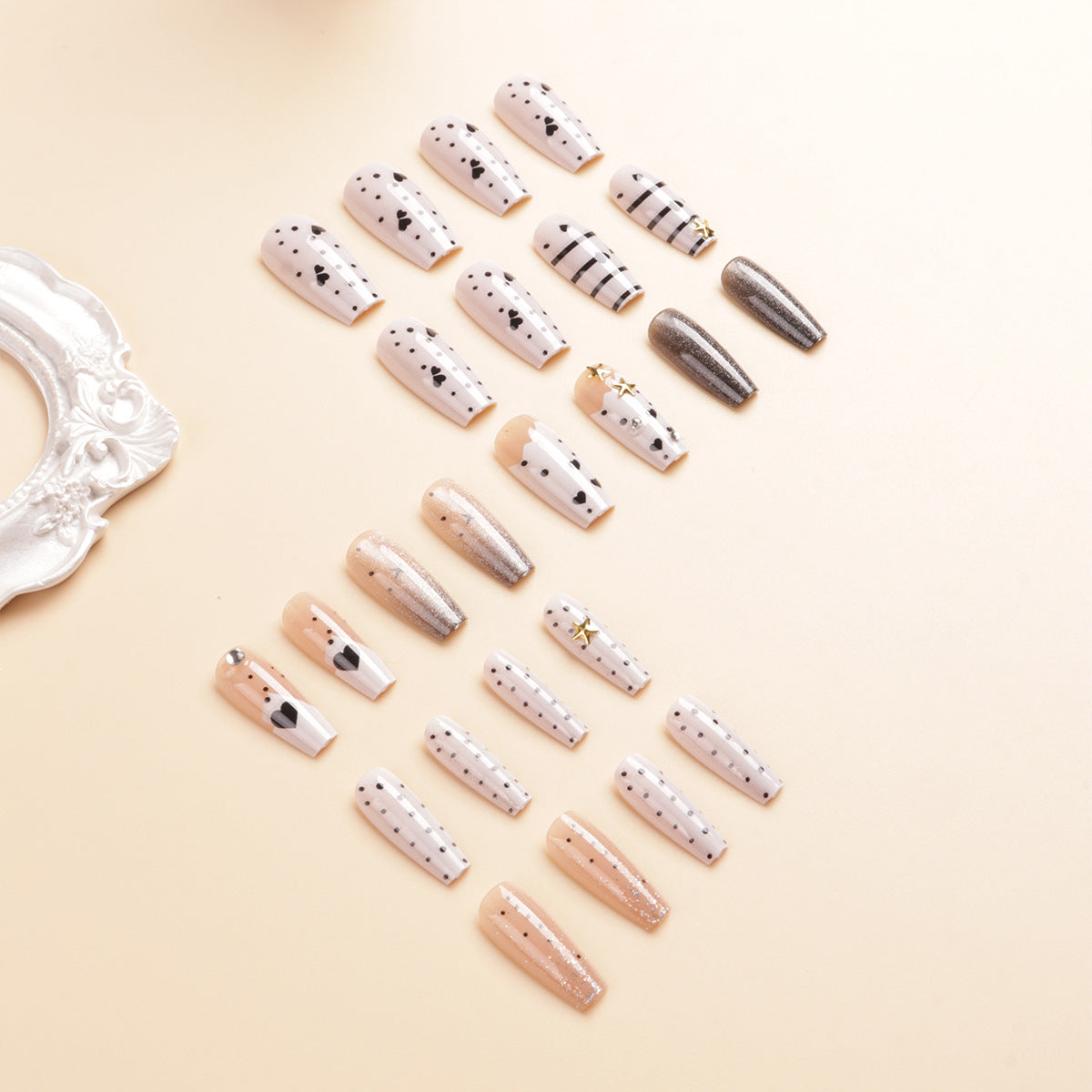 Mit Strass verziert, Press-On Nagelset Brehn