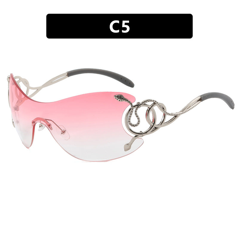 Damen futuristische Sonnenbrille mit verspieltem Design Brehn