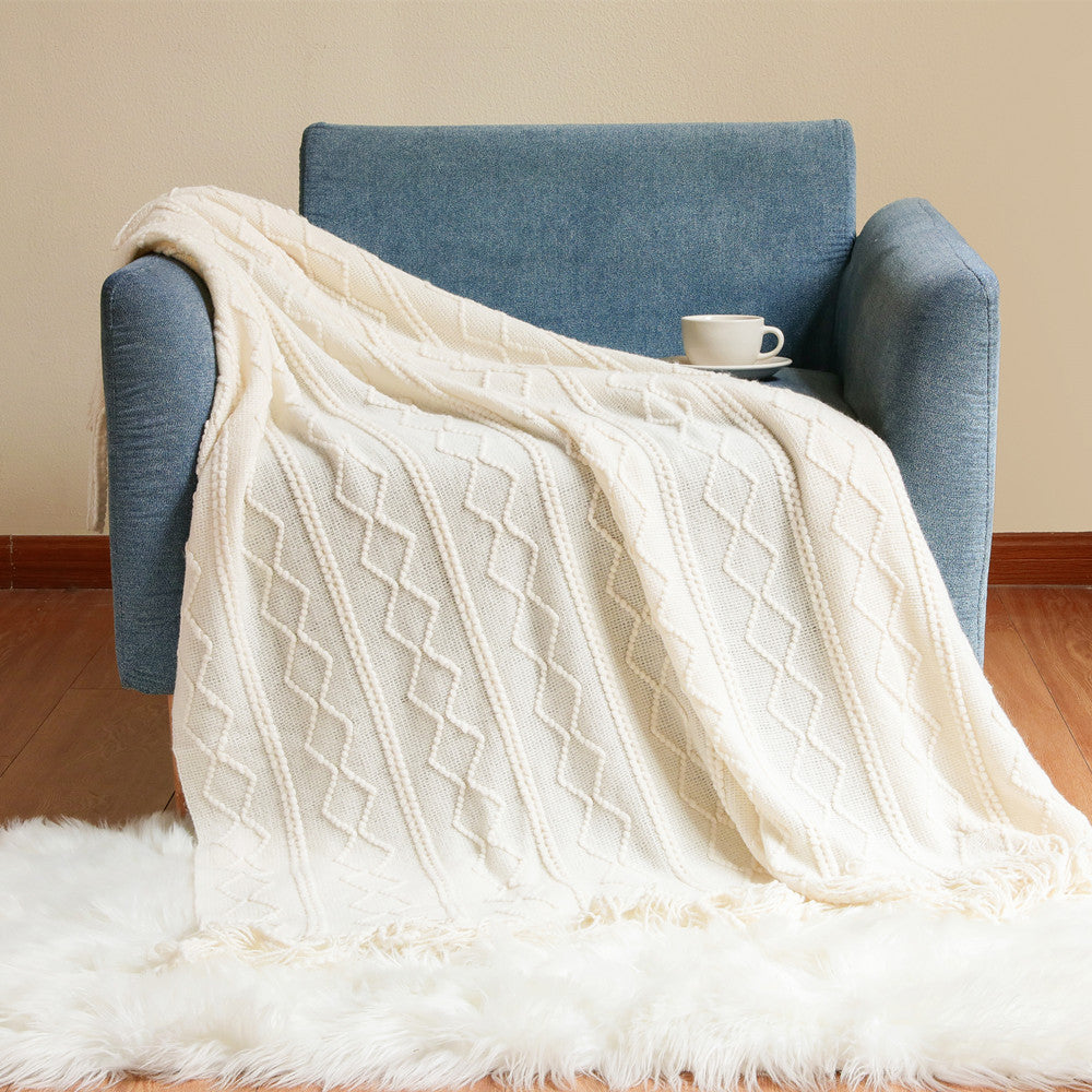 Gemütliche gestrickte Wurfdecke
