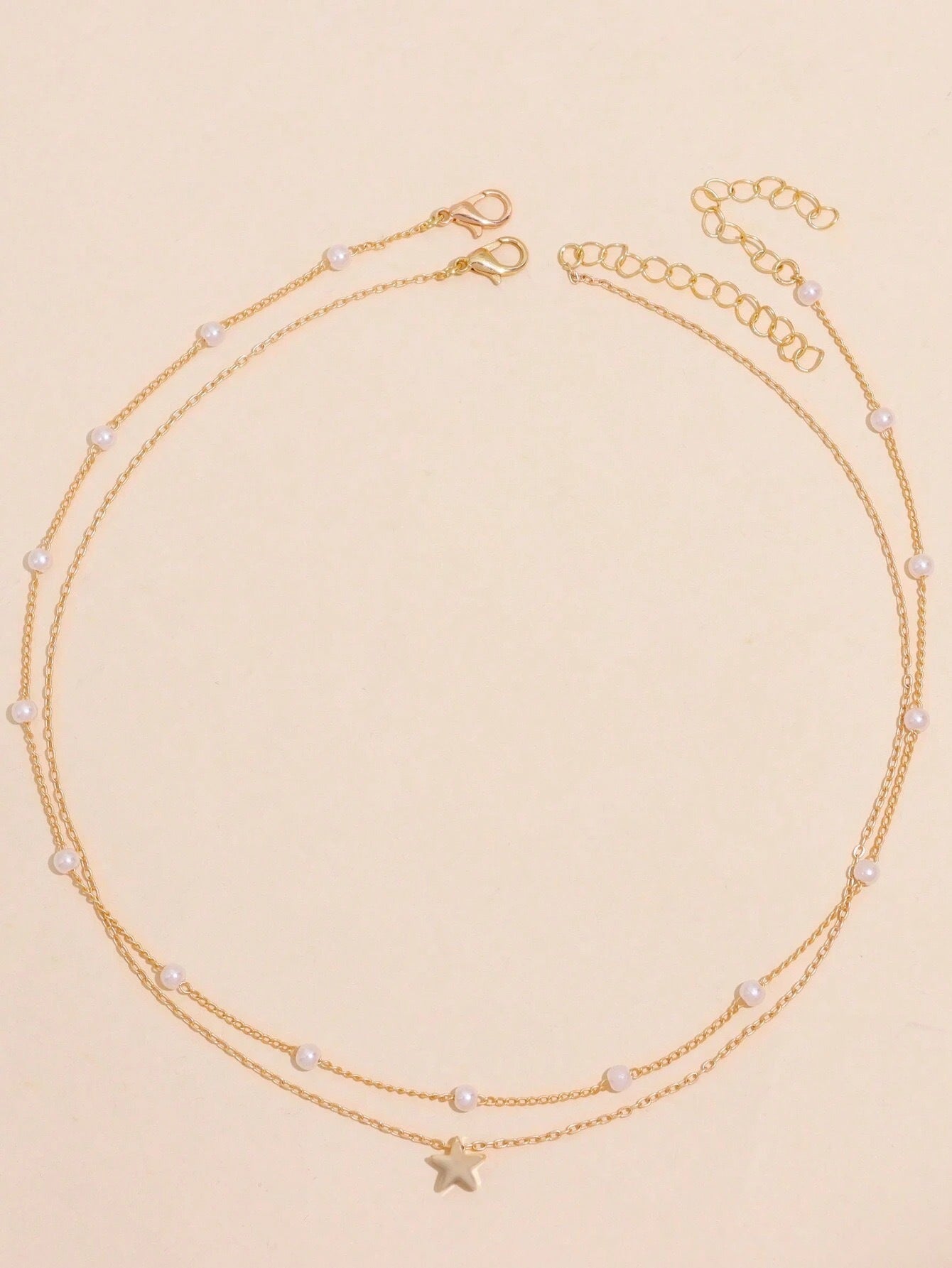 Schichtige Perle und Stern Charm Halskette Brehn