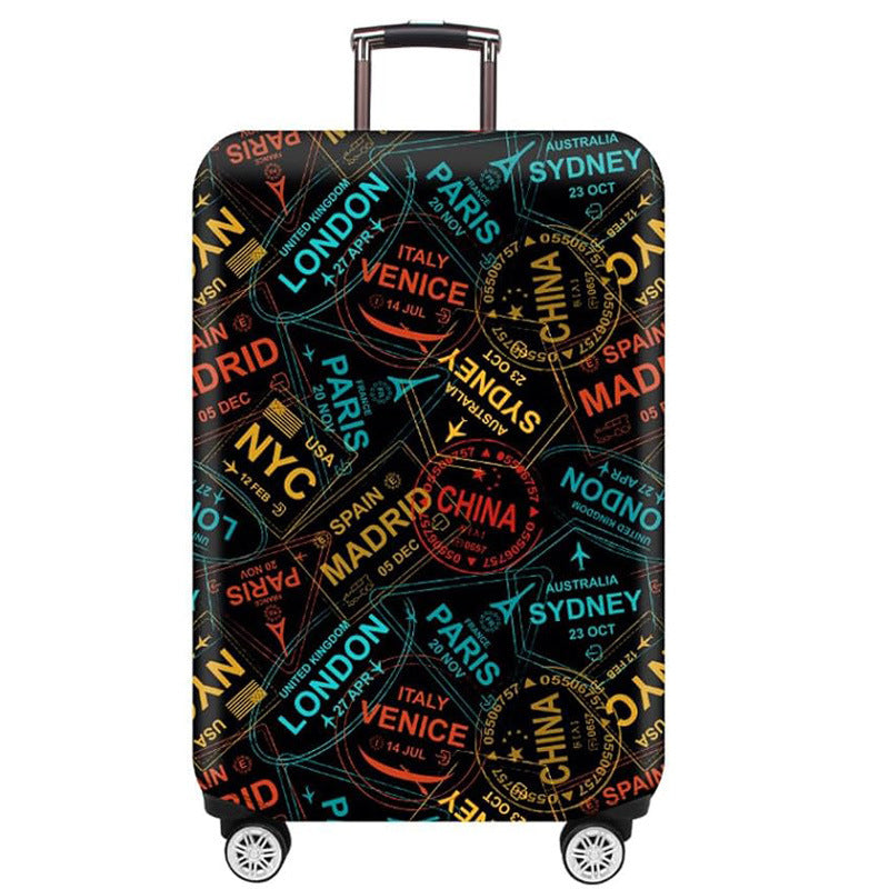 Unisex nan elastische Kofferhülle mit urbanem Doodle-Muster, Reißverschluss und Rundumschutz für 4-Rollen Trolleys Brehn