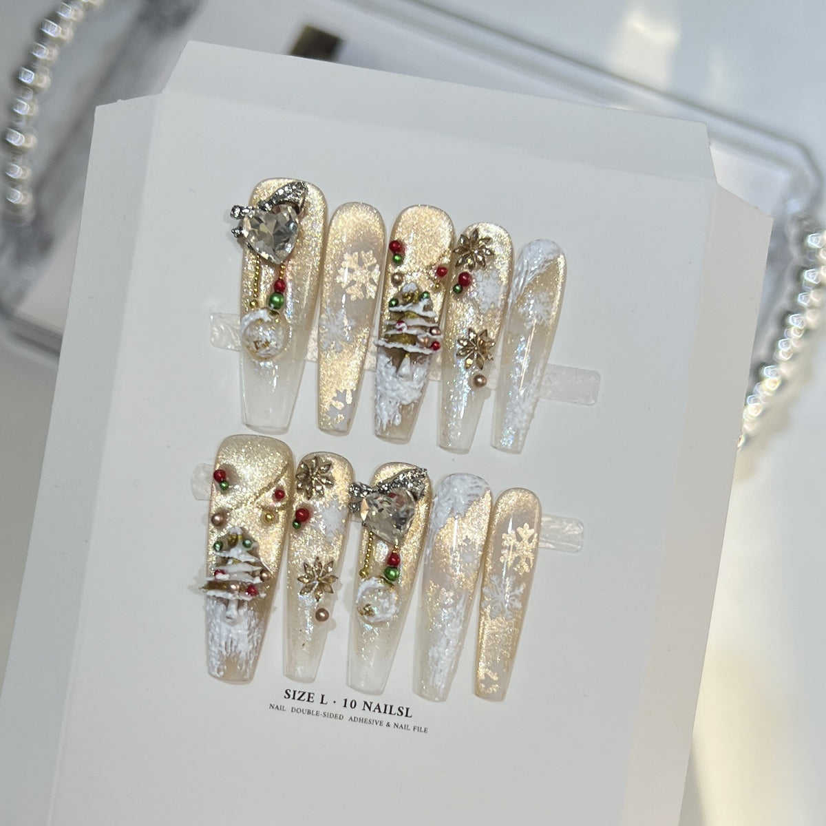 Festliche Glamour Stiletto Press-On Nagelkunst Set Brehn