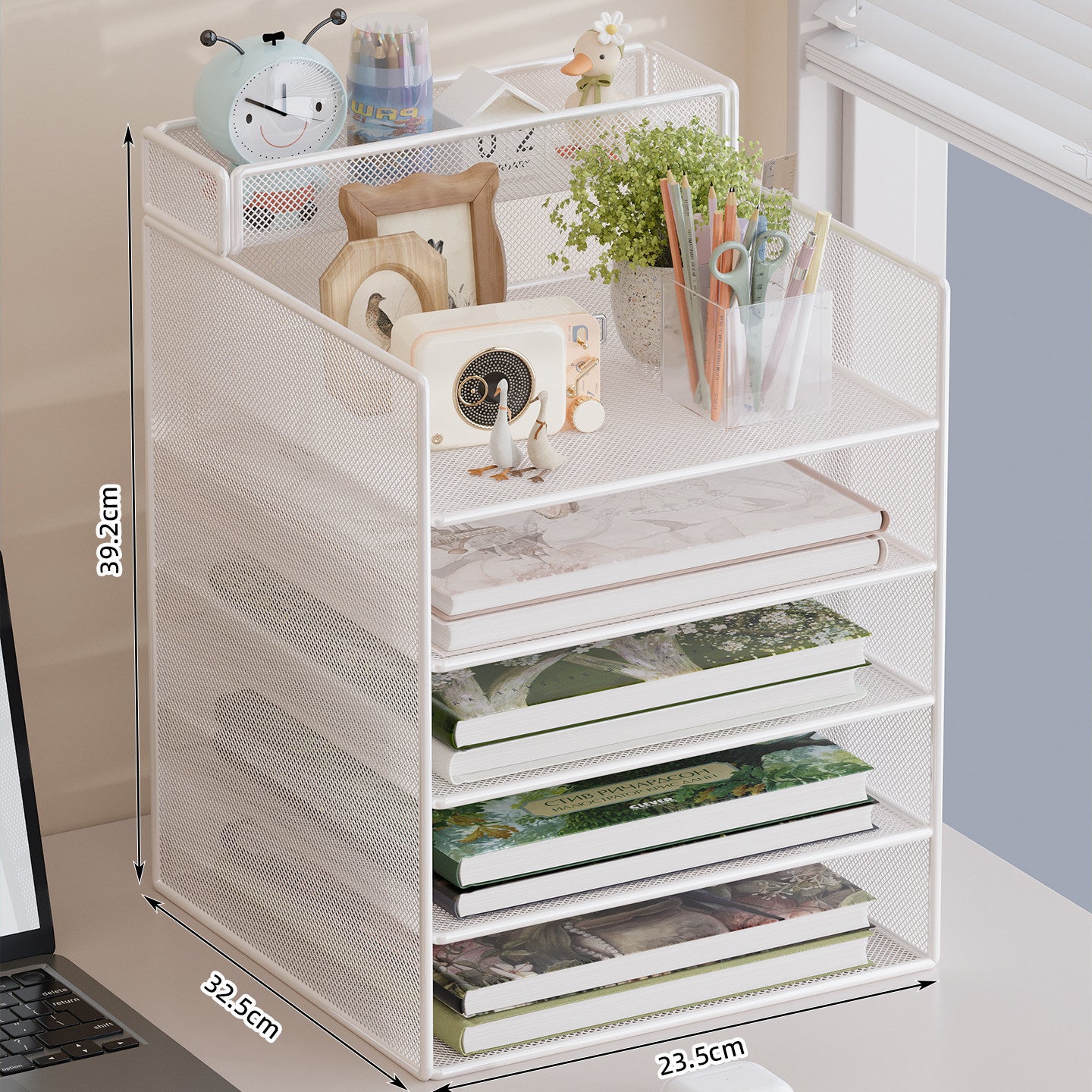 Mehrstufiger Mesh-Desktop-Organizer mit Dokumentenhaltern Brehn