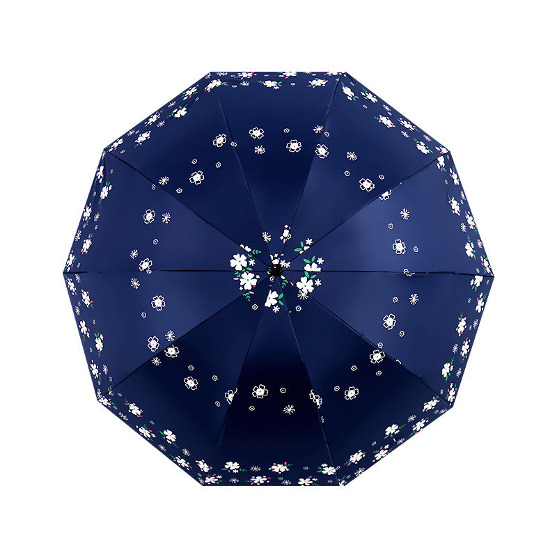 Damen Stilvoller Falt-Regenschirm mit floralen Motiven Brehn
