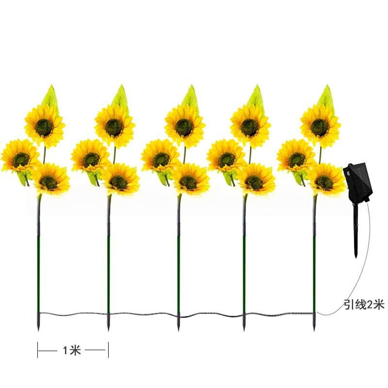 Solarbetriebene Gartenstecklichter für den Außenbereich mit realistischen Sonnenblumenblüten und wasserdichtem Solarcontroller Brehn