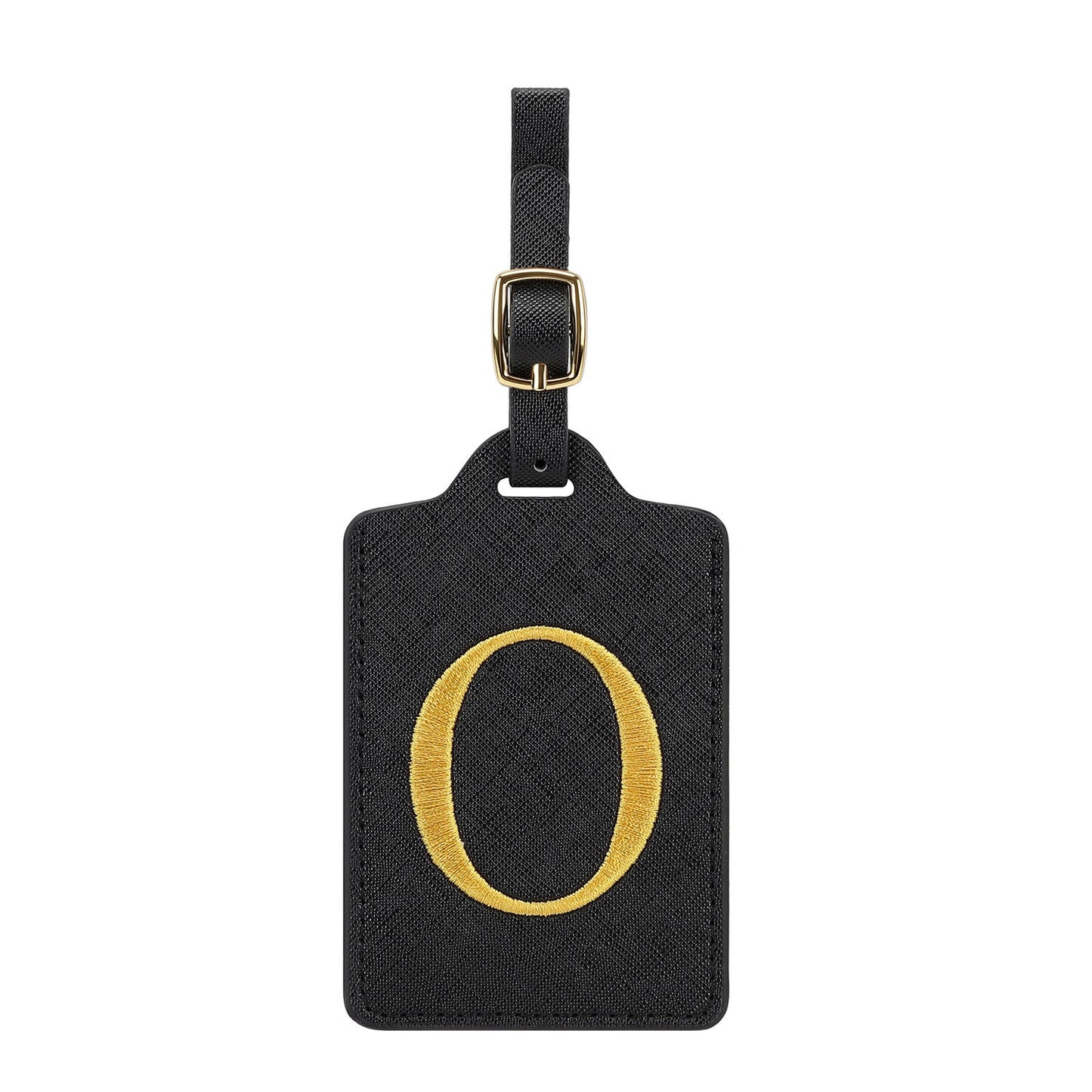 gesticktes Initialen-Monogramm-Leder-Gepäckanhänger mit verstellbarem Schnallenriemen Brehn