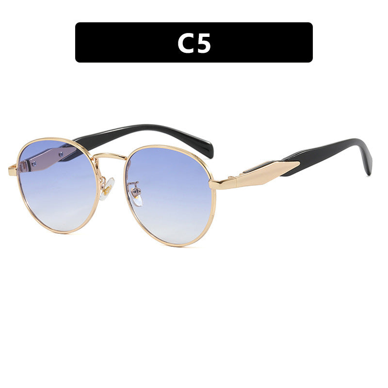 Damen runde Sonnenbrille mit elegantem, goldenen Rahmen und UV-Schutz Brehn