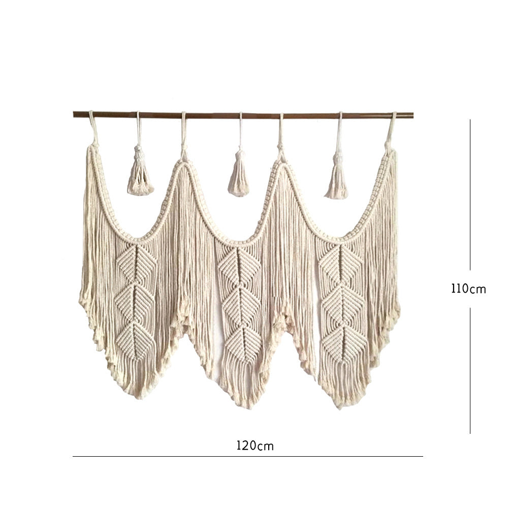 Elegante Makramee Wandbehang mit kunstvollen Fransen und Blättern