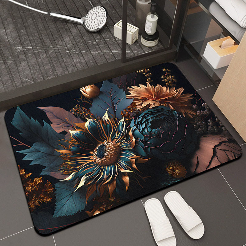 Floral Design Memory Foam Badteppich Brehn
