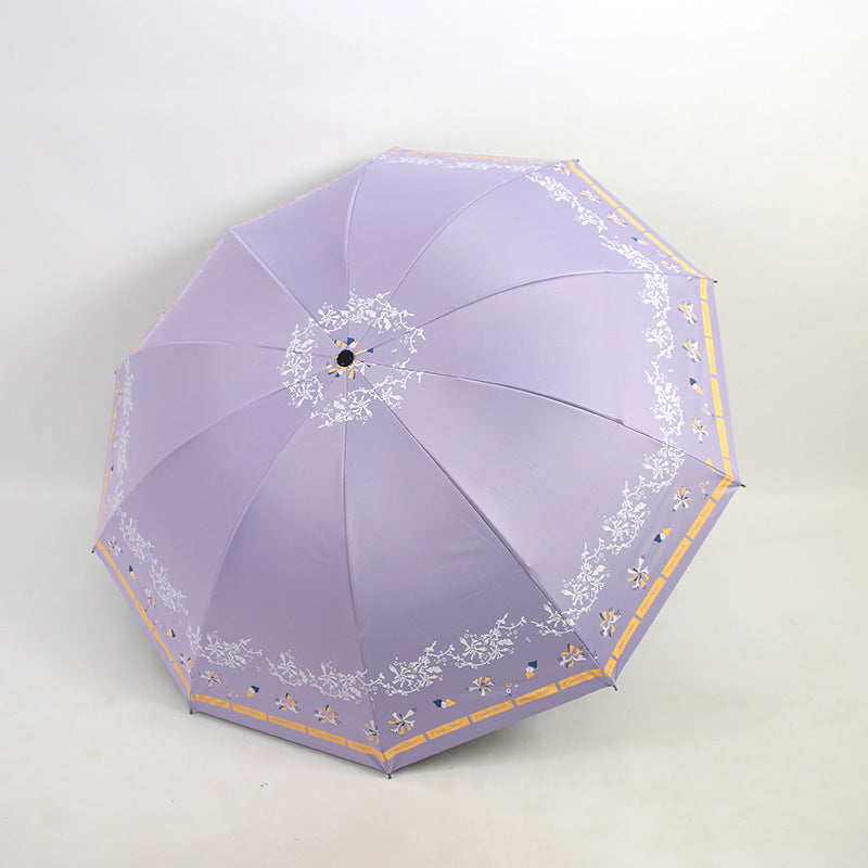 Damen Eleganter Falt-Regenschirm mit floralen Mustern Brehn
