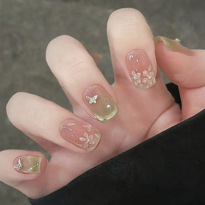 Floral Butterfly Press-On Nagelkunst Brehn