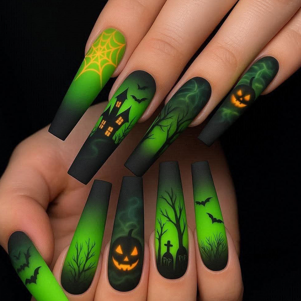 Spooky Halloween-Themen 3D Nagelkunst Verlängerungen Brehn