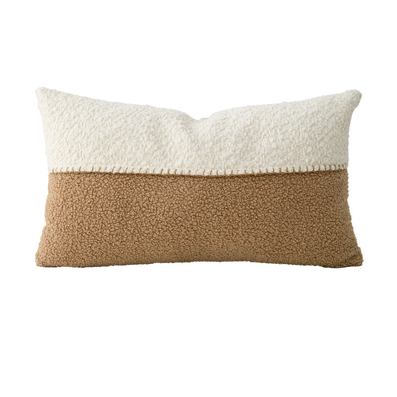 Dekoratives Bouclé-Kissen mit Teddy-Fleece-Struktur und Ziernaht Brehn