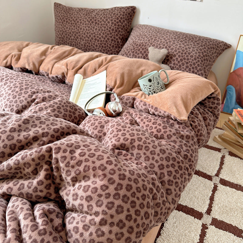 Premium Weiche Gestreifte Fleece Bettwäsche Set