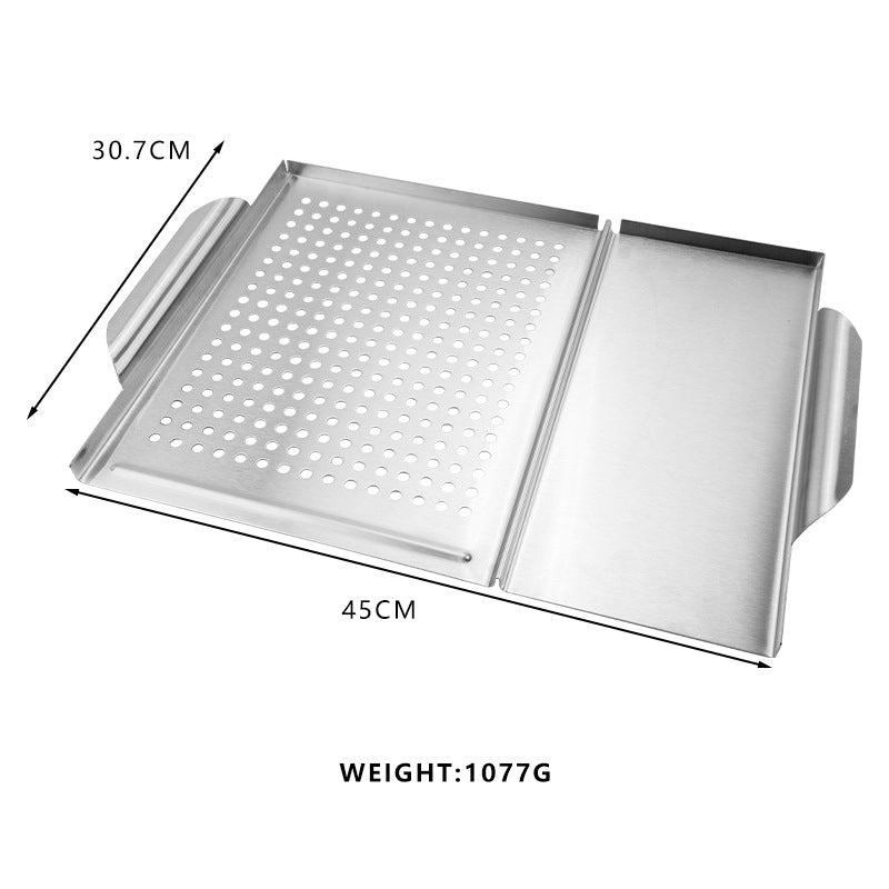 Edelstahl Grillaufsatz mit Perforierter Grillplatte und Integrierter Fettauffangschale Brehn