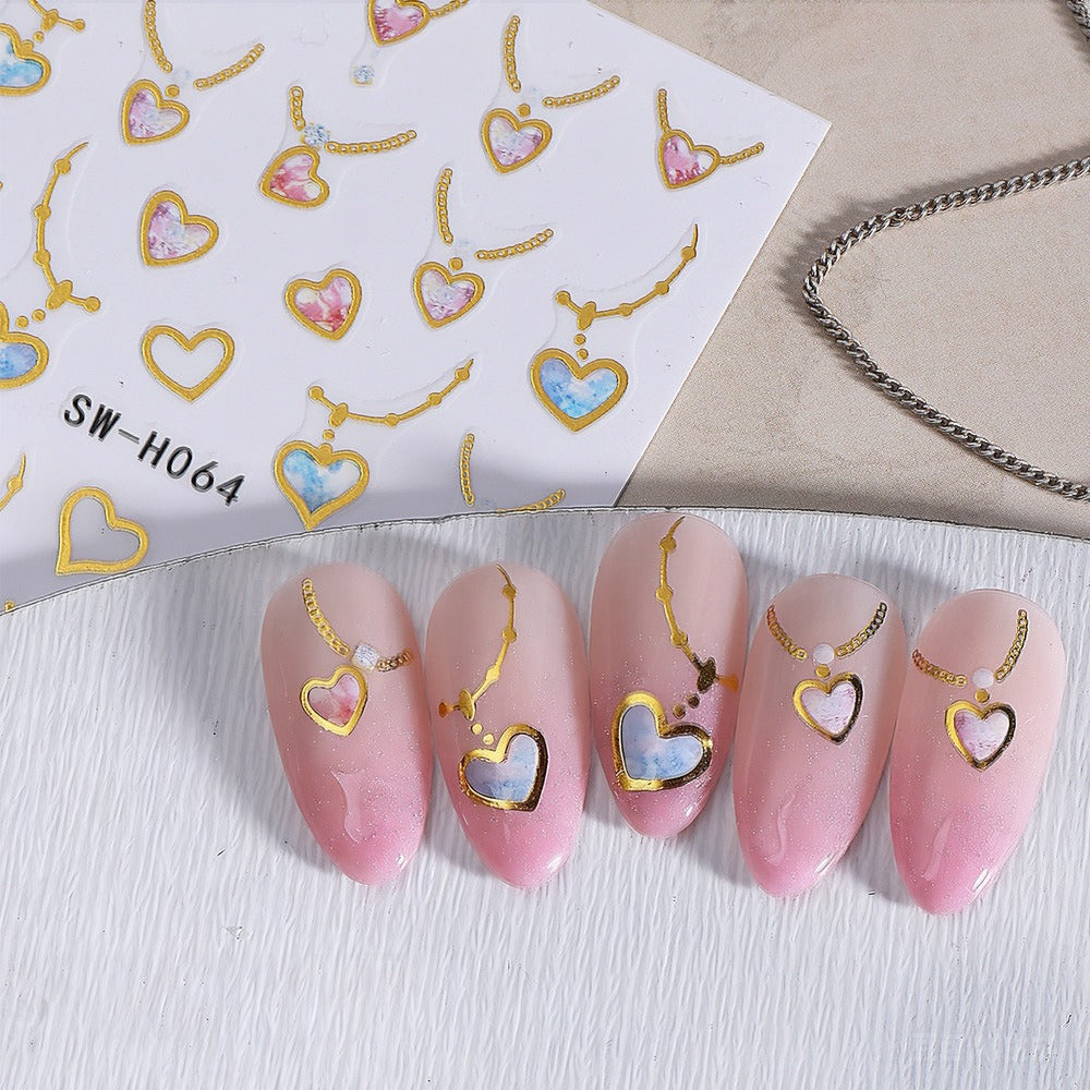Herzförmige Nagelkunst Aufkleberblatt
