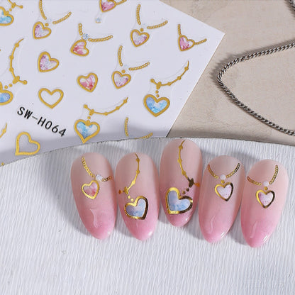 Herzförmige Nagelkunst Aufkleberblatt