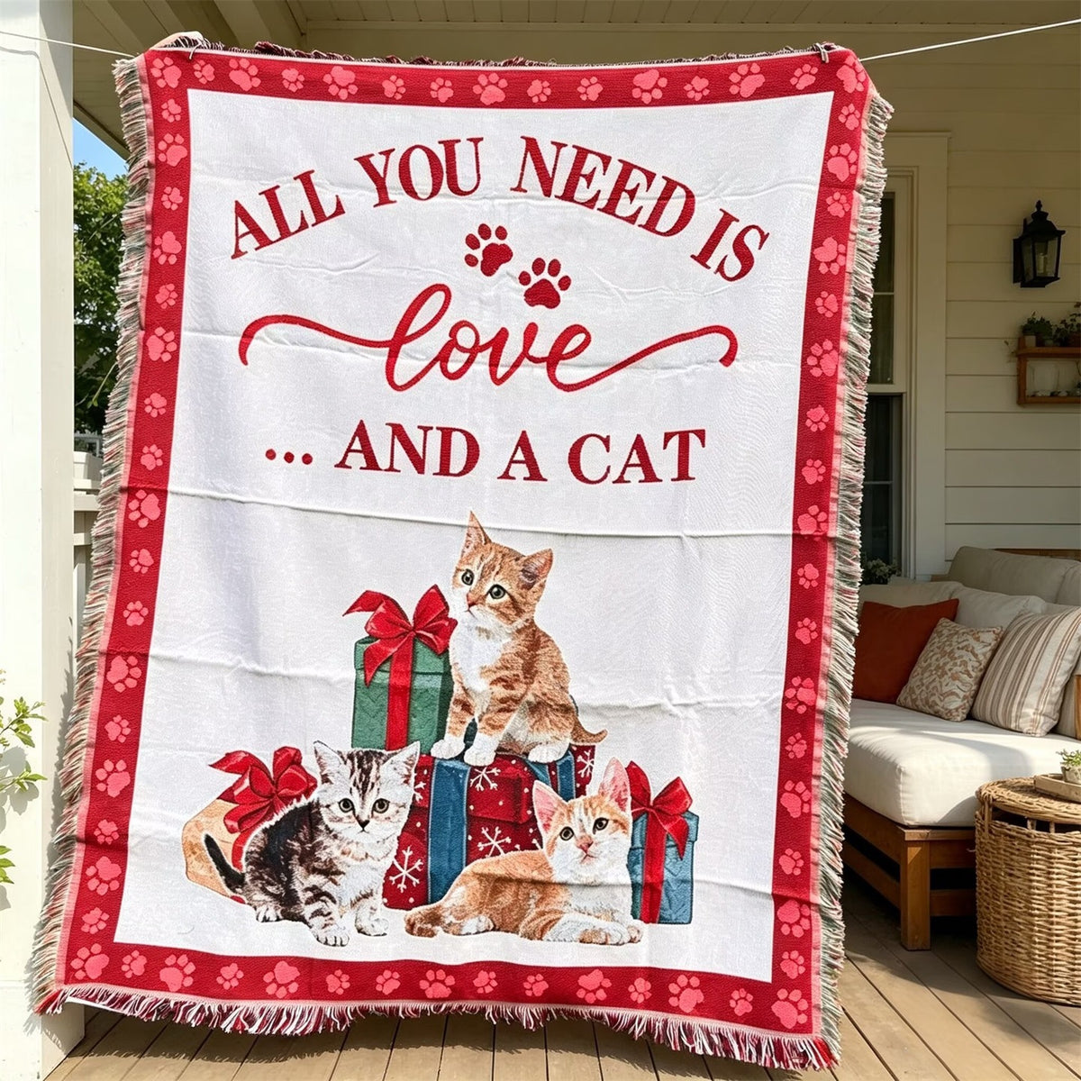 Gemütliche katzenmotivierte Decke