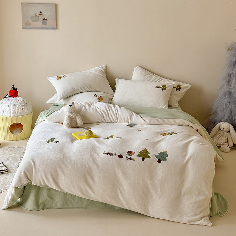 Bettwäsche-Set mit bestickten Cupcake-Motiven und weicher Baumwollmischung