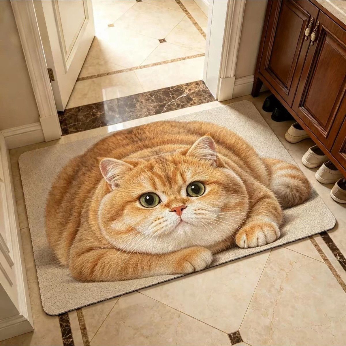 Niedlicher katzenmotiver Plüsch-Teppich