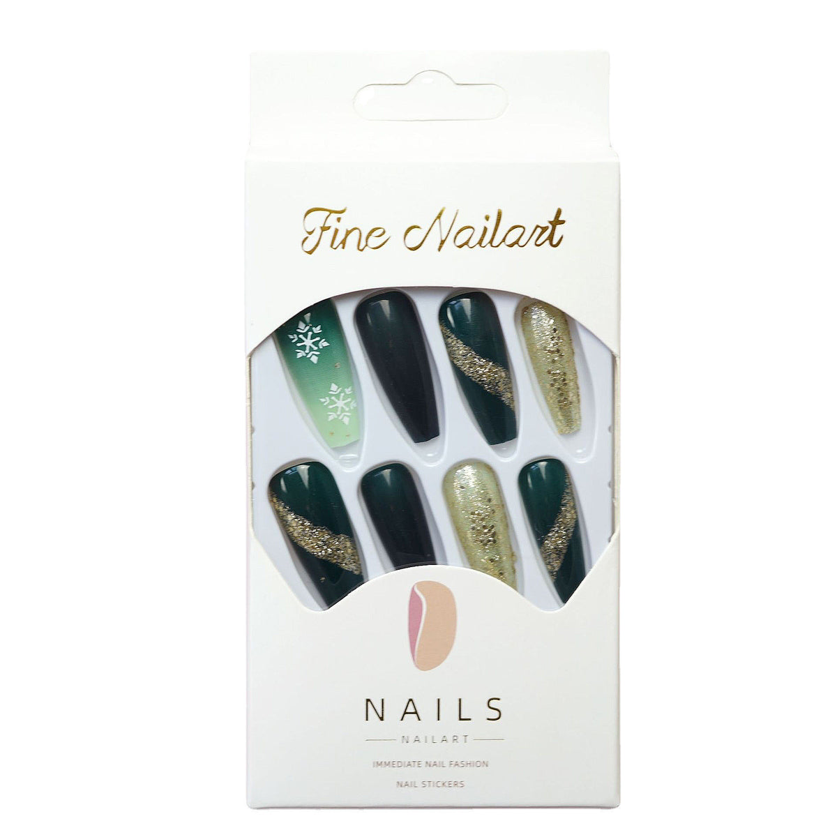 Glitzerndes Langes Stiletto Press-On Nagelset Brehn