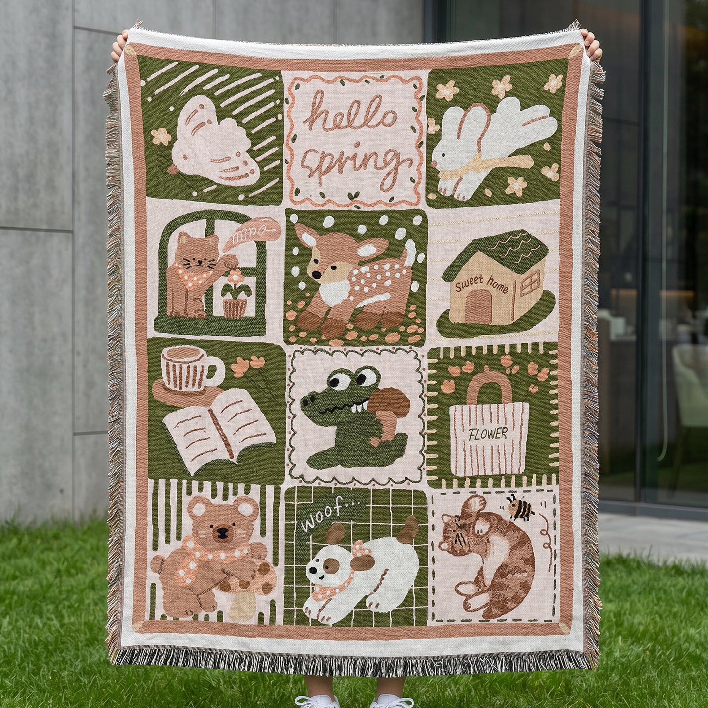 Launische Frühlings-Motiv-Wurfdecke