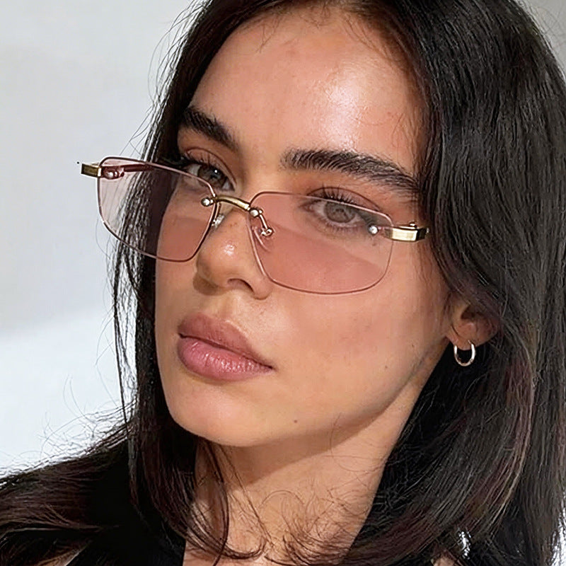 Damen modische rechteckige Sonnenbrille mit minimalistischem Rahmen Brehn