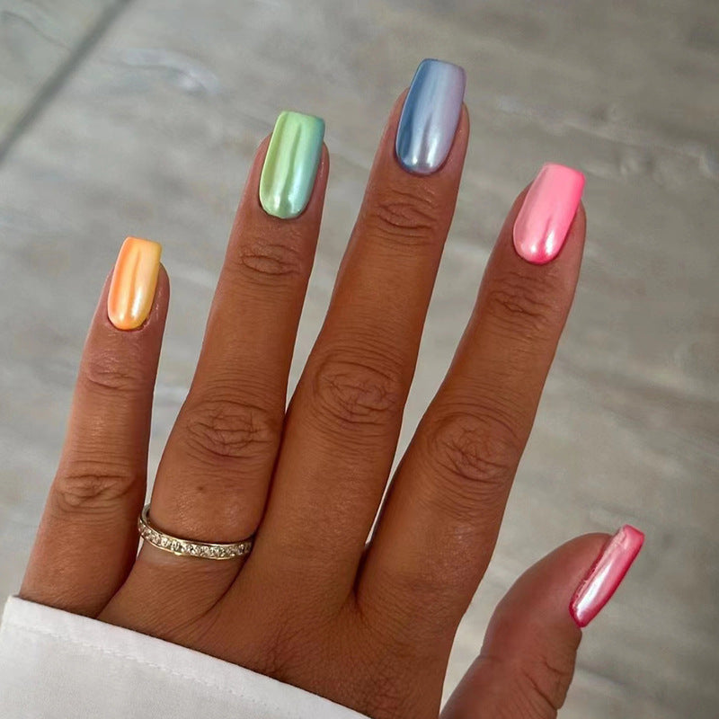 Iridescent Metallic Press-On Nail Set Brehn