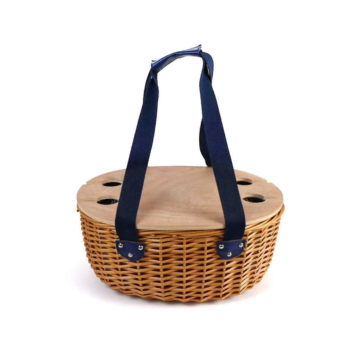 Damen Picknickkorb mit abnehmbarem Holzdeckel und stabilen Griffe Brehn