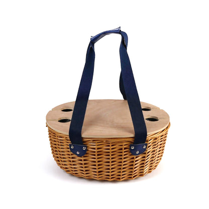 Damen Picknickkorb mit abnehmbarem Holzdeckel und stabilen Griffe Brehn