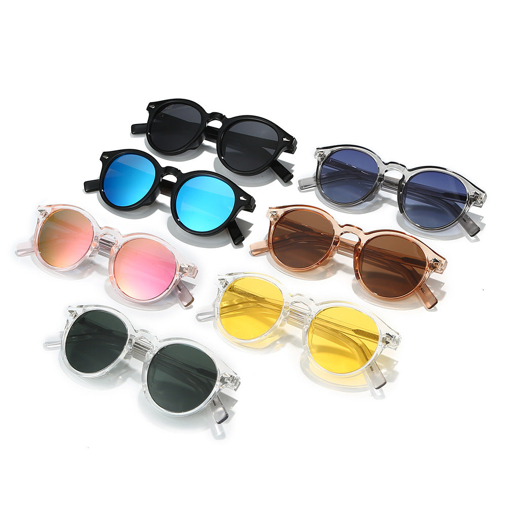 Damen modische Sonnenbrille mit transparentem Rahmen und gelben Gläsern Brehn