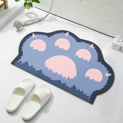 Cloud-Shaped Absorbent Microfiber Anti-Slip Bath Mat with Coastal Wave Print